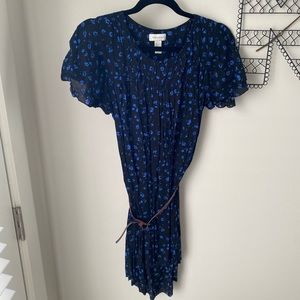 Forever21 Floral Sleeved Dress Blue & Black Sz S